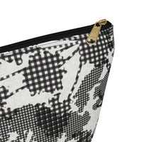Floral Plaid Accessory Pouch w T-bottom in Black